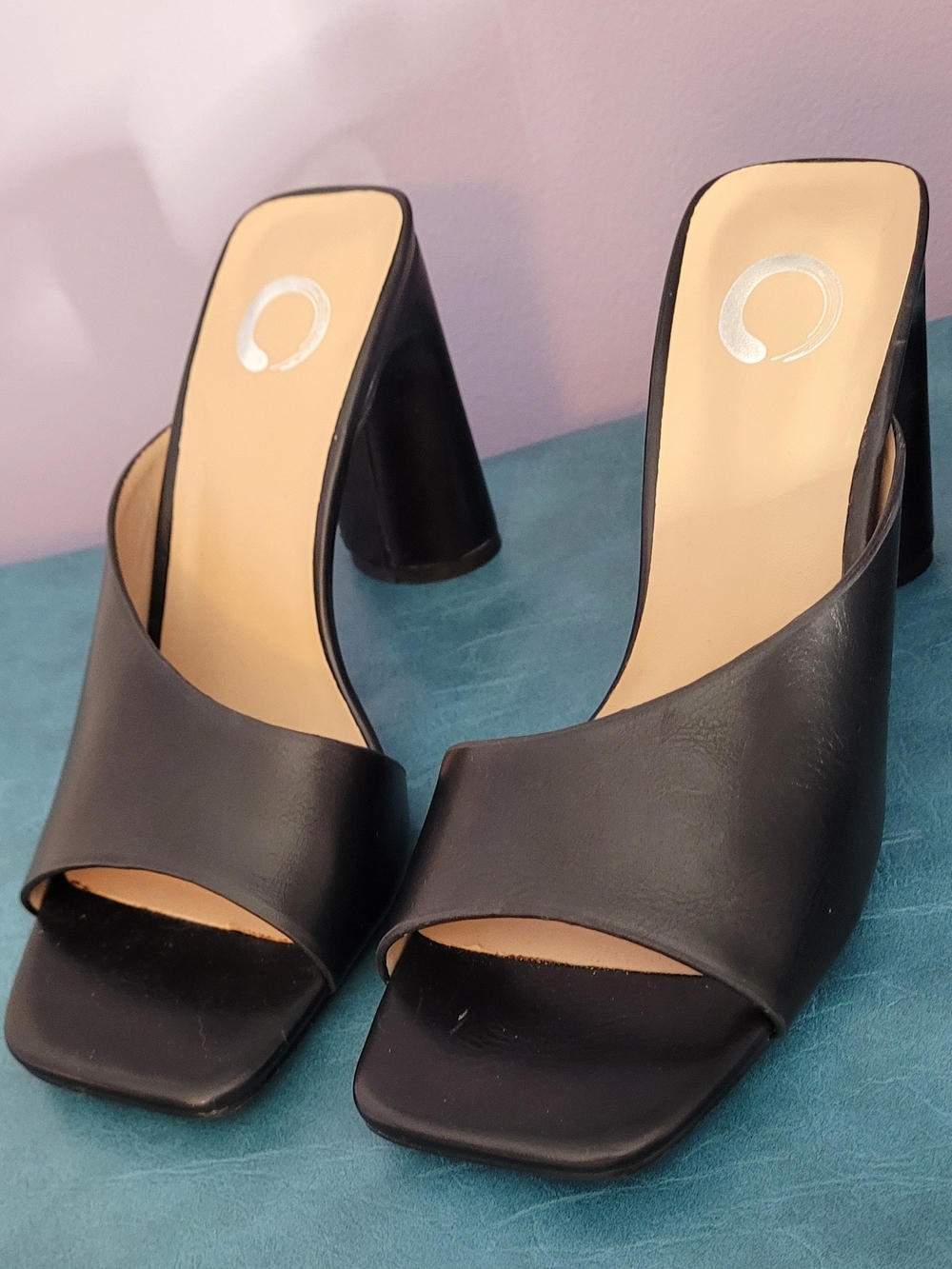 Black Open-Toe Mule Heels for Women